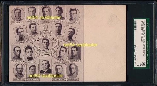 1906 W601 Sporting Life Philadelphia AL postcard PC SGC 5 HOF (4) Plank Waddell