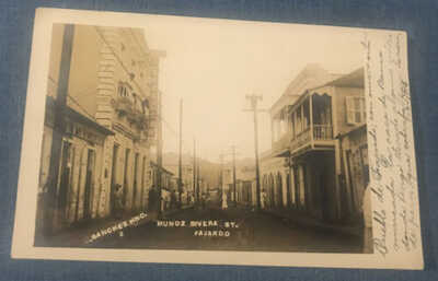 FAJARDO, Puerto Rico RPPC Postcard MUÑoz Rivera St.  Sánchez & Hno. Store Left