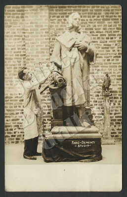 Richmond VA 1926 RPPC Postcard F. Legnaioli with his CHRISTOPHER COLUMBUS STATUE
