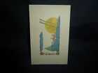 Halloween Postcard-SUPER RARE-WITCH HANGING FROM MOON'S MOUTH
