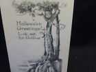 Halloween postcard--Sepia Tone Card-Imps Up To No Good-Climbing Up Tree