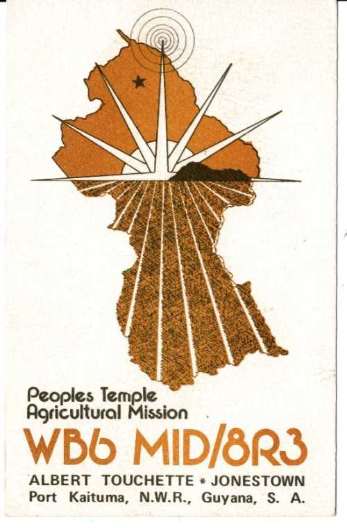 qsl Guyana WB6MID/8R3 Peoples Temple Agricultural Mission Jonestown 1978