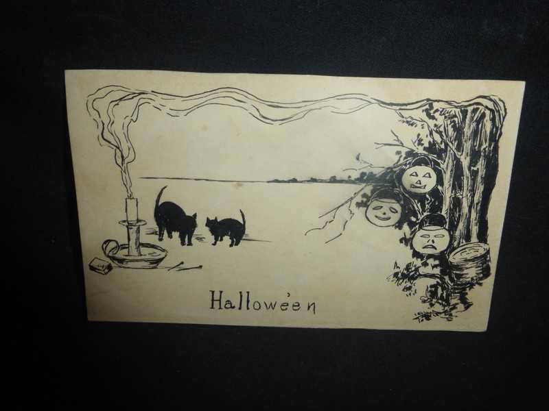 HALLOWEEN POSTCARD-ENCHANTED WOODLAND-MATCHES KEEP GOINH OUT-SCARY
