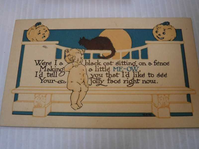 RARE A M DANIELS PUBL HALLOWEEN POSTCARD #657 SEPIA POSTED heavy card stock RARE