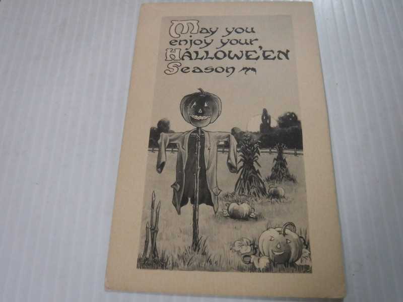 ANTIQUE PINK OF PERFECTION PUBL HALLOWEEN POSTCARD SEPIA TINTED DIVIDED UNPOSTED
