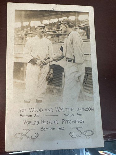 1912 Authentic Postcard Joe Wood, Walter Johnson. Hard to Find