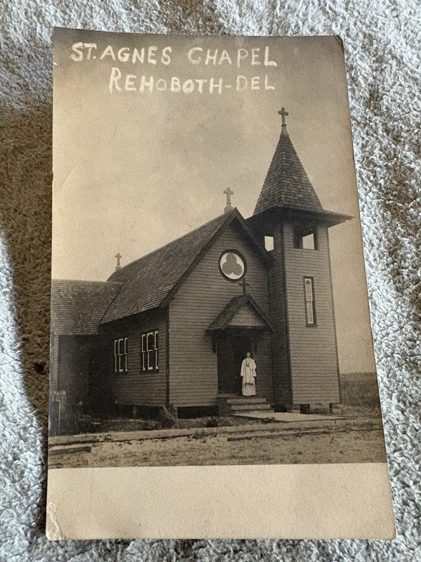 DE Rehoboth Delaware RPPC Real Photo St Agnes Chapel Priest 1909 DB Postcard