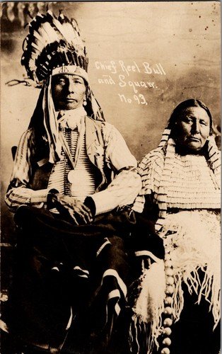 Native American Indian Chief Reel Bull Vintage RPPC