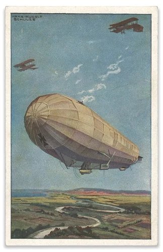 1915 Original German Air Ship Postcard Signed by Early Led Zeppelin Band Tour