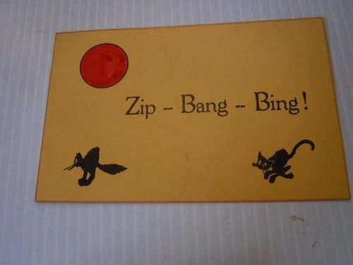 RARE ERNEST DUDLEY CHASE PUB HALLOWEEN POSTCARD hand painted moon RARE