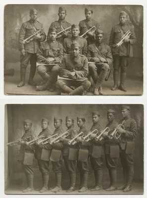 (2) WWI AEF African American Dough Boy Identified Band French RPPC Carte Postale