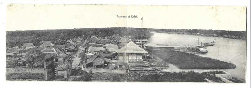 MALAYA STRAITS SIAM 1908 Panorama of Kedah DOUBLE PC, from Langkawi to Holland