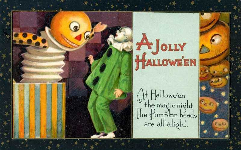 HALLOWEEN BLACK BORDER POSTCARD A JOLLY HALLOWEEN SAMUEL SCHMUCKER JOHN WINSCH