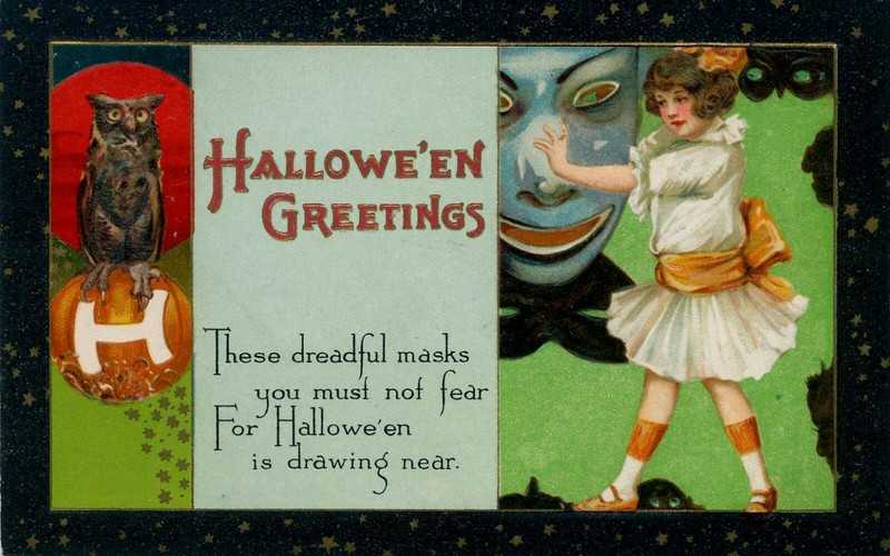 HALLOWEEN BLACK BORDER POSTCARD HALLOWEEN GREETINGS SAMUEL SCHMUCKER JOHN WINSCH
