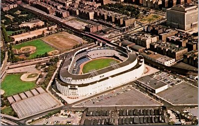 1960s Yankee Stadium - Bronx New York Aerial Baseball Football Postcard