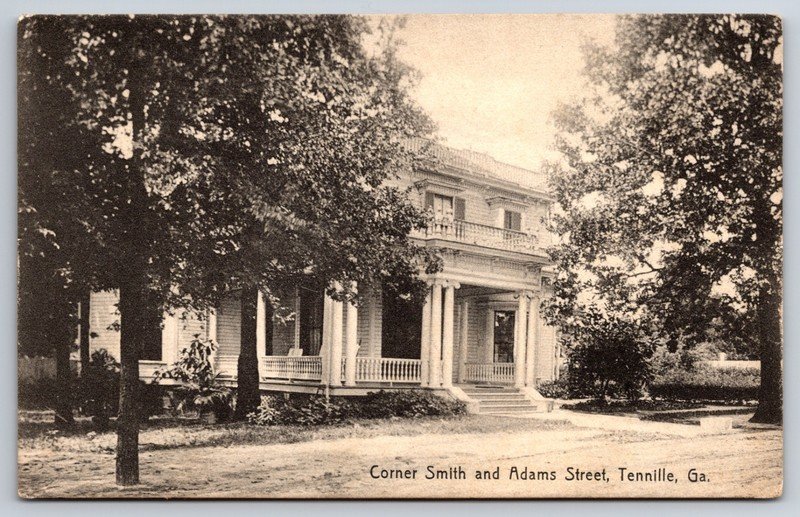 Corner Smith & Adams Street Tennille Georgia GA Old House 1908 Postcard