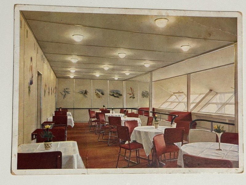 5 Postcards from 1936 Set of 10 Hindenburg LZ 129 Zeppelin PCs w/ Visitor Stamps