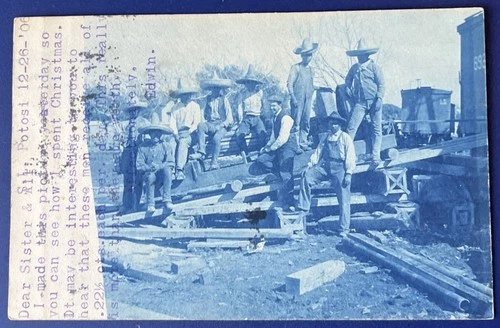 CYANOTYPE RPPC 1906 CIUDAD PORFIRIO DIAZ MEXICO SAN LUIS POTOSI TORREÓN POSTCARD