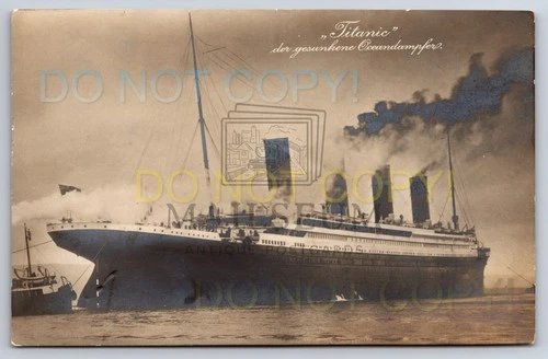 Titanic Sunken Ocean Liner Disaster German c1912 Real Photo RPPC