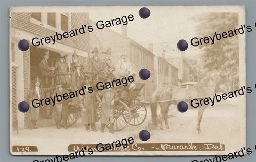 RPPC Aetna Hose Co Fire Engine NEWARK DE Delaware Vintage Real Photo Postcard