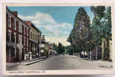 Scottsville VA, W. E. Burgess Postcard, Valley Street, Scottsville Va.