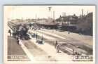 Real Photo Postcard Missouri Monett FRISCO Railroad Sarcoxi Team Train Depot