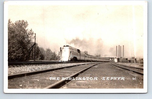 RPPC Real Photo Postcard Railroad Burlington Zephyr St Paul Minnesota Posted