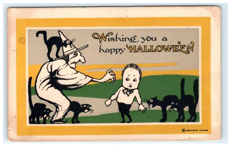 Rare Antique Gibson Art Co. Halloween Postcard Divided Back - Posted
