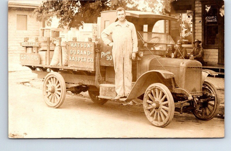RPPC Real Photo Postcard Kansas Salina Watson - Durand - Kasper Co Tobacco Truck