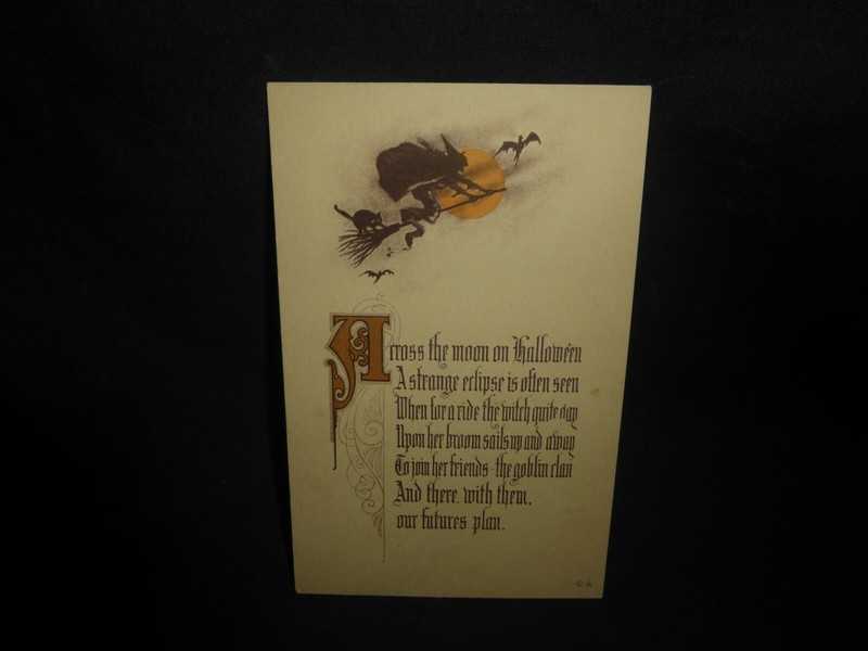 Halloween Postcard-posted from Kansas--1922-Postal stamp and related