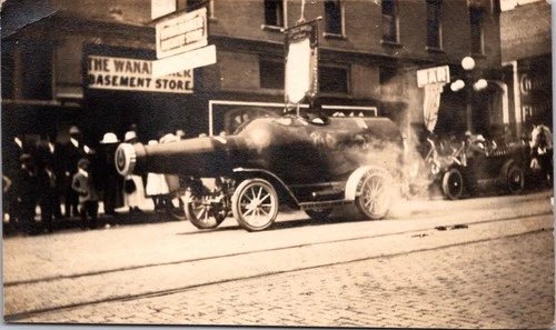 RPPC Real Photo Postcard Montana, Billings Brewing Co. Beer Shaped Automobile