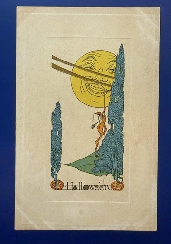 SUPER RARE HALLOWEEN POSTCARD-SIGN FOR GOOD LUCK