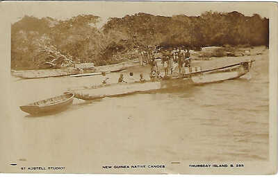 Vintage R. Photo Postcard. New Guinea Native Canoes. Pub Austell Thursday Island