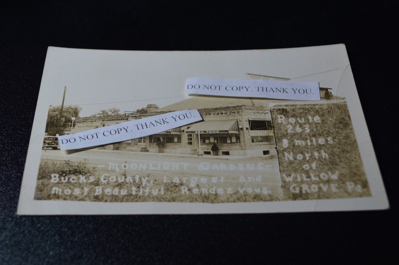 RPPC Moonlight Gardens Bucks County LargestMost Beautiful Rendezvous PA Postcard