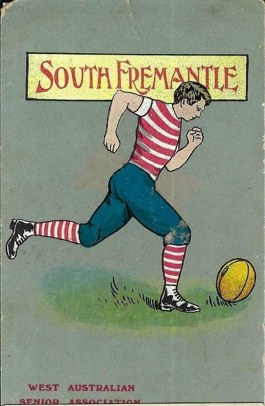 South Fremantle Football Team. West Australia. Vintage sports postcard.