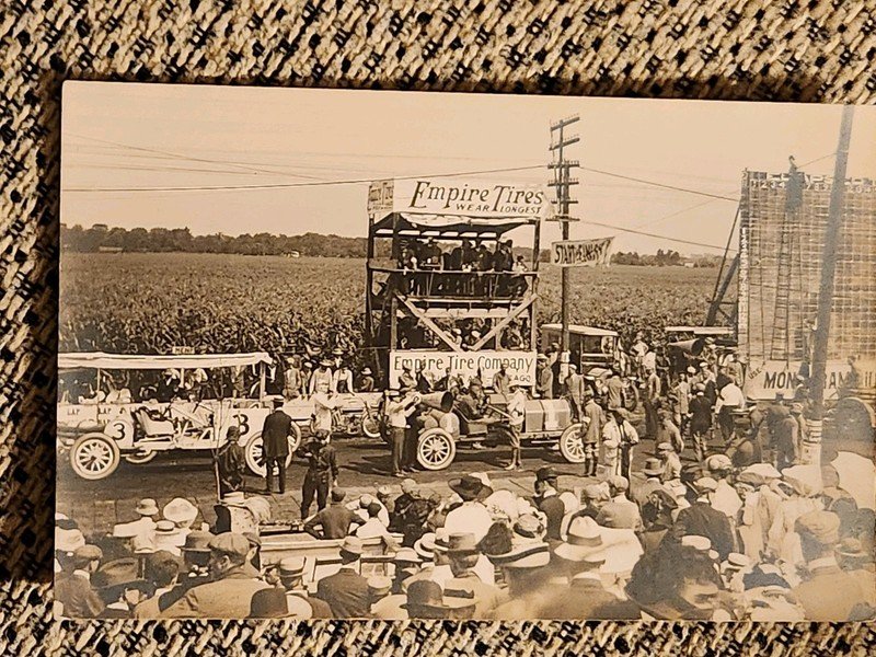 Rppc,original, 1910 or 11 Elgin,Illinois Auto Races,speedway,start&finish line.