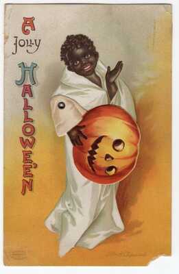 HALLOWEEN POSTCARD SIGNED BY CLAPSADDLE MECHANICAL SERIES 1236