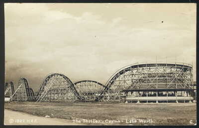 1927 RPPC, THE THRILLER-CASINO- LAKE WORTH, TX. ROLLER COASTER