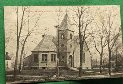 1909 Vintage Postcard From Presbyterian Church, Tolono, Illinois Franklin stamp 