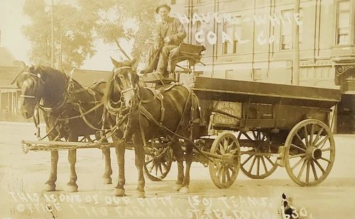 Rare c1911 Postcard Omaha NE - Havens White Coal Company Delivery Wagon Nebraska