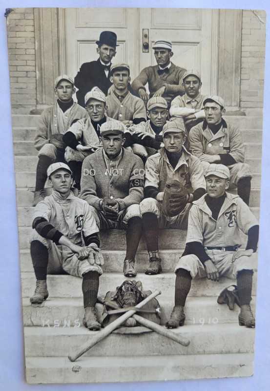 1910 REAL PHOTO POSTCARD...EARLY K S N S BASEBALL TEAM KUTZTOWN PENNSYLVANIA