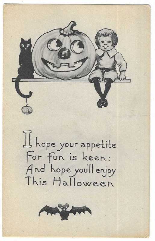 Bergman Halloween Postcard "I hope your appetite..."