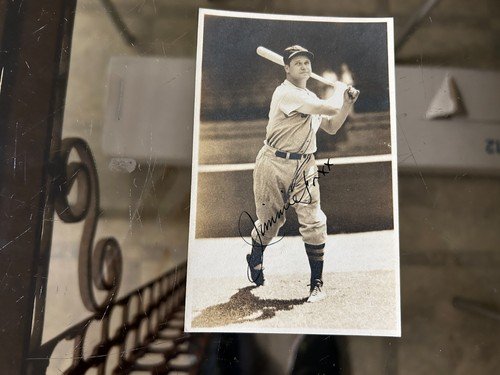 original circa 1942 JIMMIE FOXX CHICAGO CUBS POSTCARD with SECRETARIAL SIGNATURE