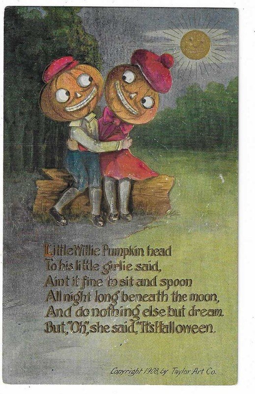 Taylor Art Co. Halloween Postcard "Little Willie pumpkin head...."