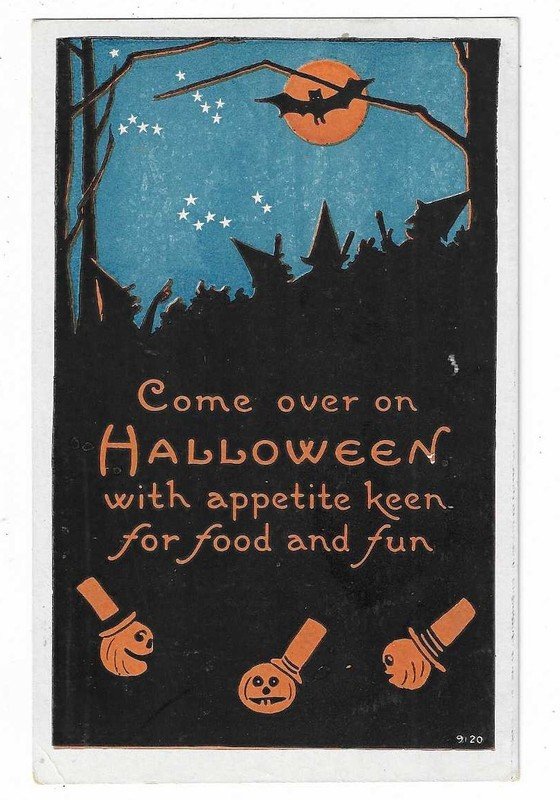 Bergman Pub. Halloween Postcard "Come over on Halloween..."