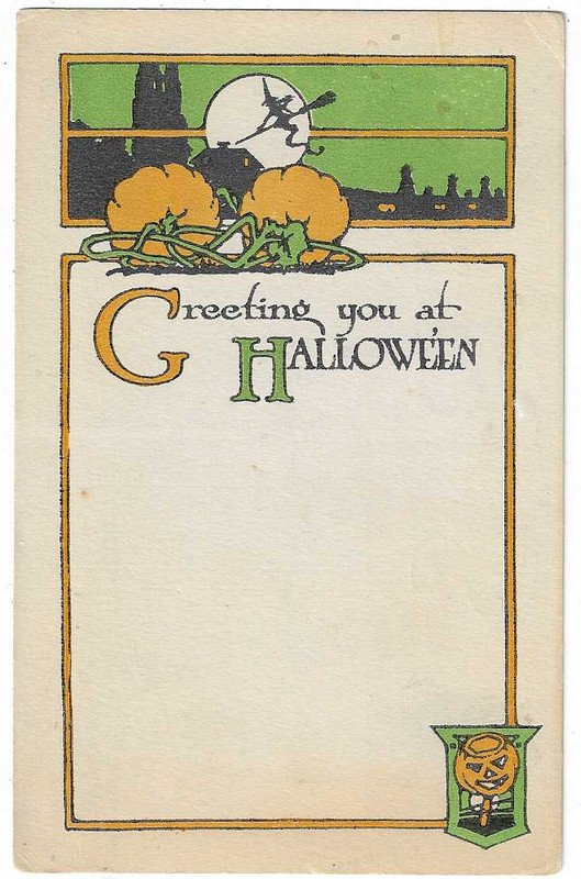Pink Perfection Fairman Halloween Postcard JOL Witch "Greeting you at Halloween"