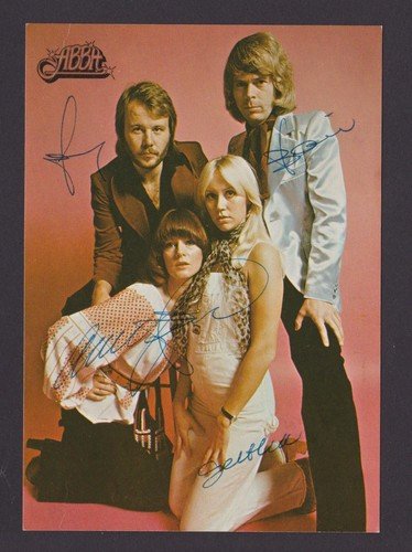 ORIGINAL 1970'S ABBA 100% AUTHENTIC HAND-SIGNED PHOTO POSTCARD (2)