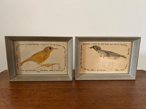 Karl Priebe Hand Painted Postcards, Signed and Framed. Set of TwoOpens in a new