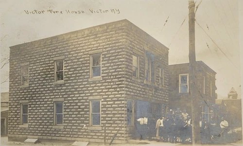 Victor New York Fire House – Early NY Fire Department Building c1910 RPPC