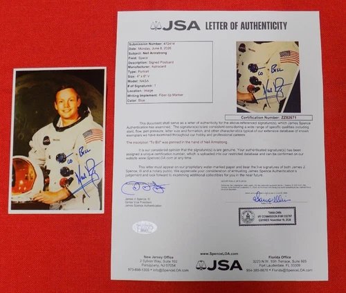 NEIL ARMSTRONG NASA ASTRONAUT SIGNED 4X6 POSTCARD JSA AUTHENTICATED